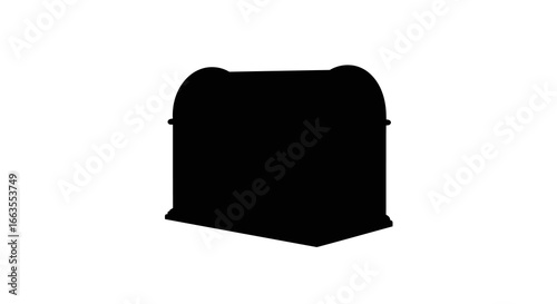 Silhouette of a simple arched tombstone on white background