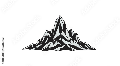 Geometric mountain peak in black and white abstract design