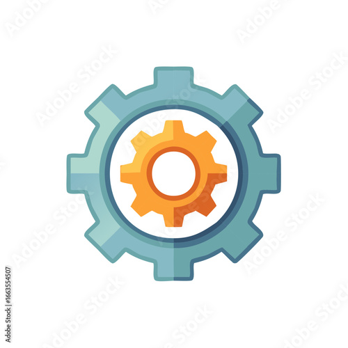 Gear Mechanism Graphic: Interlocking Cogs, Mechanical Design, Engineering, Blue and Orange Gears