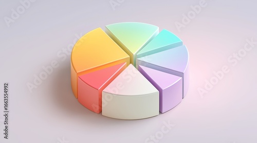 Vibrant Multicolored Pie Chart Displaying Segmented Data Distribution on Neutral Background for Business Analytics and Corporate Financial Performance Reporting and Statistical Visualization   