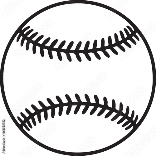 Stylized baseball illustration with detailed stitching for sports and recreation themed designs and visual content needs in a clean and simple style