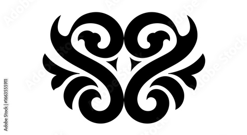 Intricate symmetrical floral ornament with abstract swirls and decorative patterns