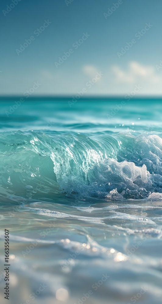 Obraz premium Turquoise ocean waves lapping at shore