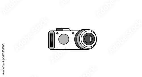 Minimalist retro camera in monochrome style