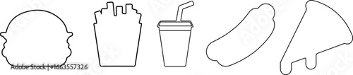 Burger Outline Vector Illustration: Classic American Fast Food Iconography