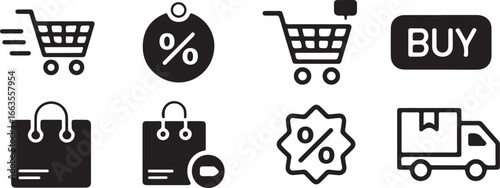 E-commerce and Shopping Icons Vector Set for Online Retail Business