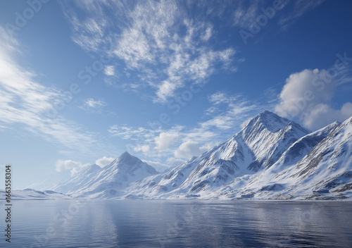 Wallpaper Mural Majestic snow-covered mountain range reflects perfectly in calm arctic water below. Torontodigital.ca