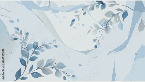 Elegant blue floral abstract background with delicate leaves perfect for stylish designs