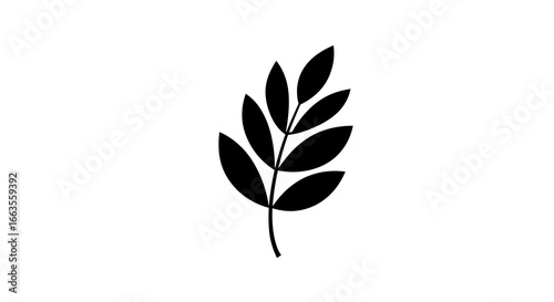 Minimalist black silhouette of leaf with simple design
