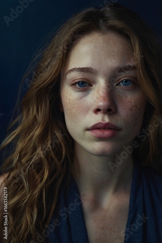 Blue-Eyed Freckled Muse