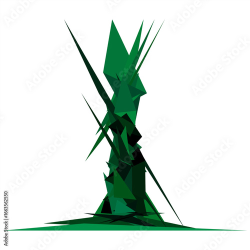 Abstract guard figure. Dark green geometric shapes. Modern protector Vector. Segmented armor concept. EPS 10.