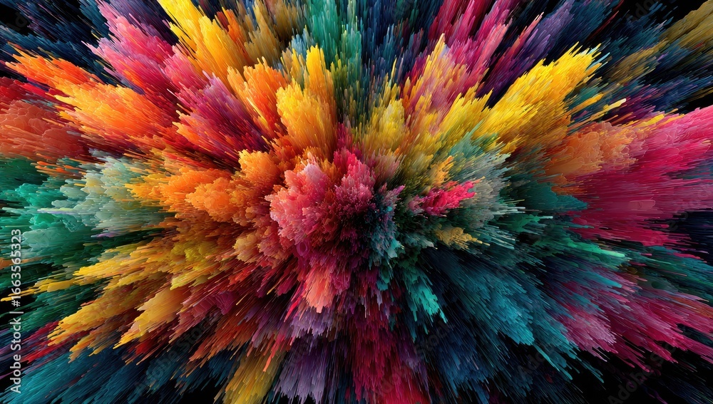 Obraz premium Abstract explosion of vibrant colors radiating outward