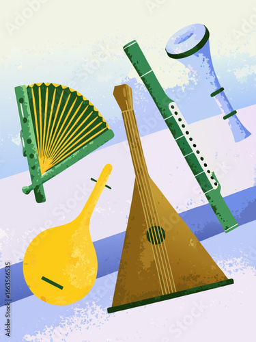 set of  music instrumental tools