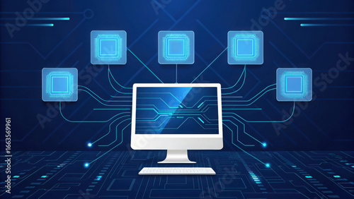 Computer and microchips in a digital circuit network
