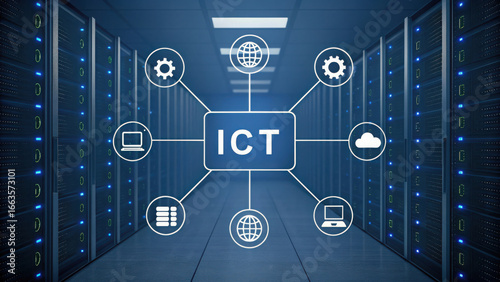 ICT network diagram in a server room information
