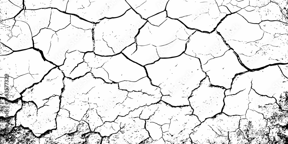 Fototapeta premium digital wall grunge and dust pattern surface Cracked white wall texture design element white background. 