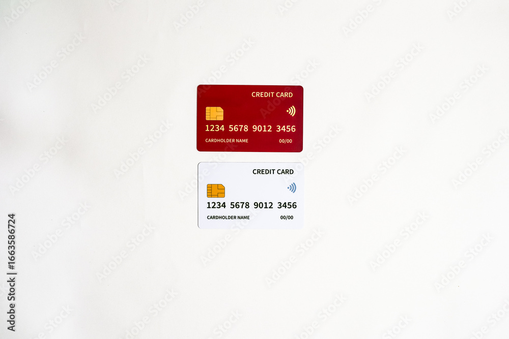 Obraz premium Isolated Image of Two Credit Cards on a White Background Suggesting Financial Transactions