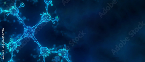 Molecules of candida auris fungal infection, neon.