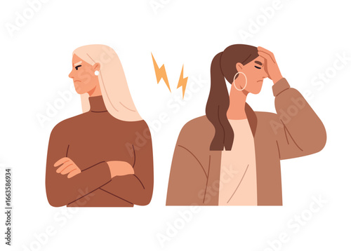 Two women quarrel and argue