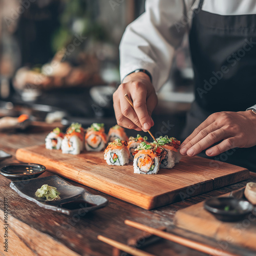 Professional Chef Making Sushi