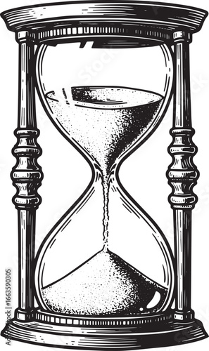 Intricate Hourglass Illustration Showcasing the Passage of Time