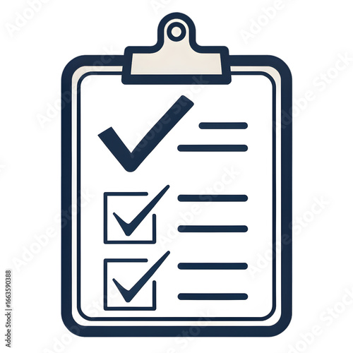 Clipboard with checkmarks and list items isolated on a transparent background checklist task
