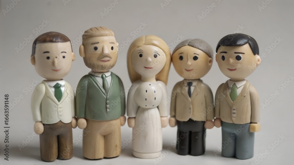 Naklejka premium wooden figures business partners a white background.