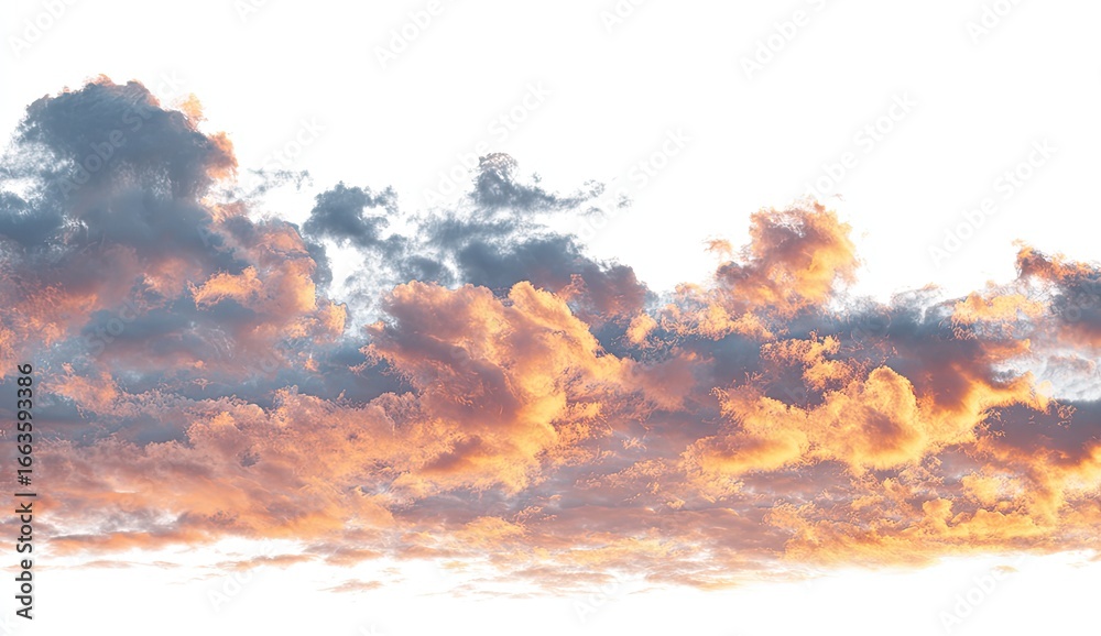 Naklejka premium Sunset cloudscape, vibrant colors against white