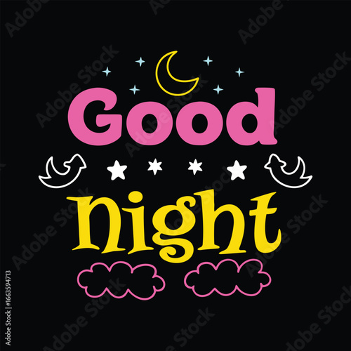 Good Night Vector Typography Logo