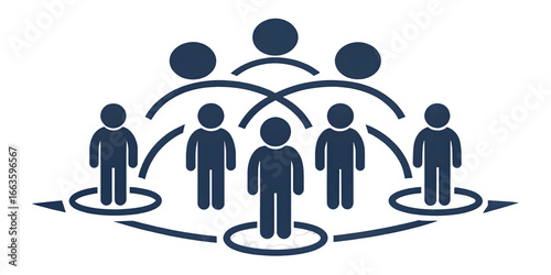 Connected figures network communication concept isolated on a transparent background people