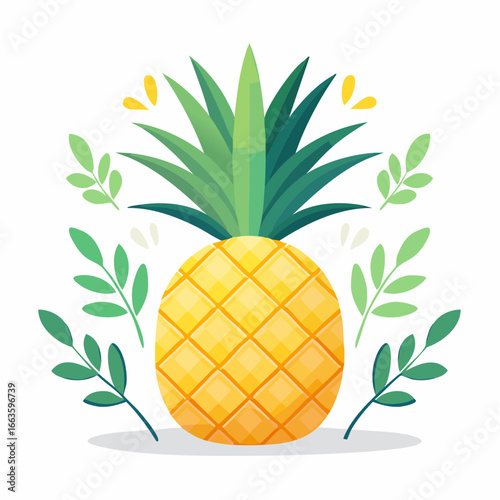 Colorful Pineapple Illustration With Floral Design