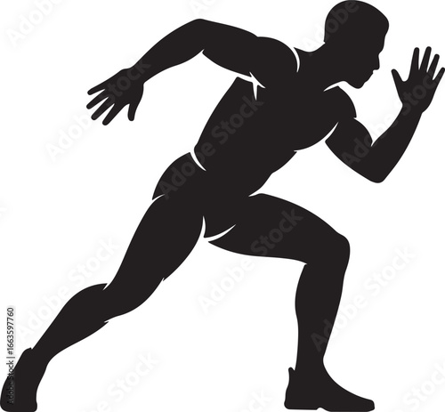Silhouette of a runner in motion, dynamic pose, athletic man sprinting