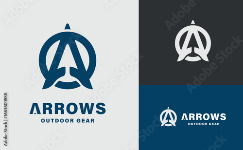 Bold circular logo with a stylized letter A forming an upward arrow, a modern monogram for outdoor gear.