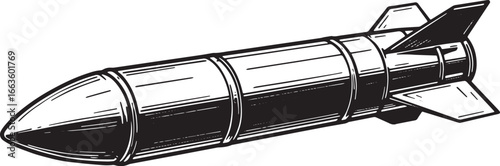 Stylized Missile Illustration in Monochrome, a symbolic represen