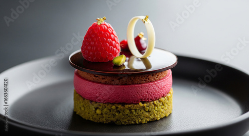 chocolate dessert with raspberry