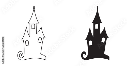 Halloween Pumpkin Icon Set Outline and Solid Style, Halloween Jack-o’-Lantern Pumpkin