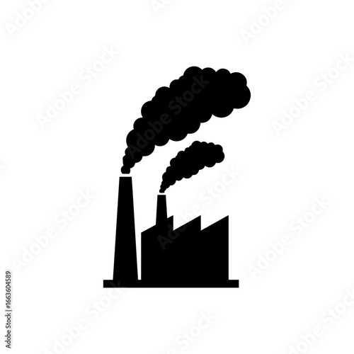 Air pollution silhouette icon vector flat design.