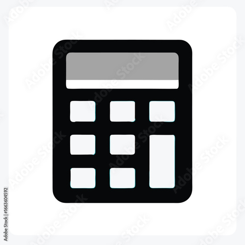 A simple icon of a black calculator for financial calculation. The calculator symbolizes calculation, business, mathematics, and accounting.