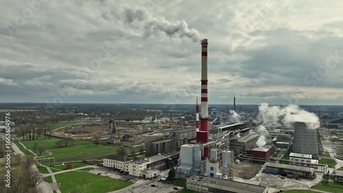 Aerial footage of Viru Keemia Grupp (VKG), industrial enterprise that specialises in co-production of shale oil and energy aswell as production of fine chemicals