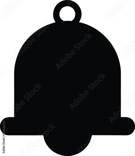 A simple silhouette of a bell, isolated. This illustration is ideal for representing notifications, reminders, or alarms