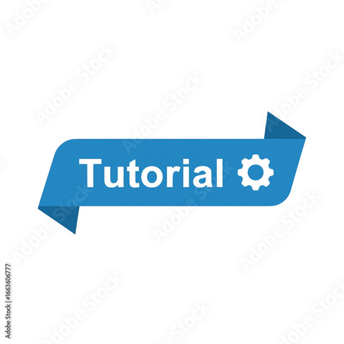 Tutorial Banner with Gear Icon Vector Sticker