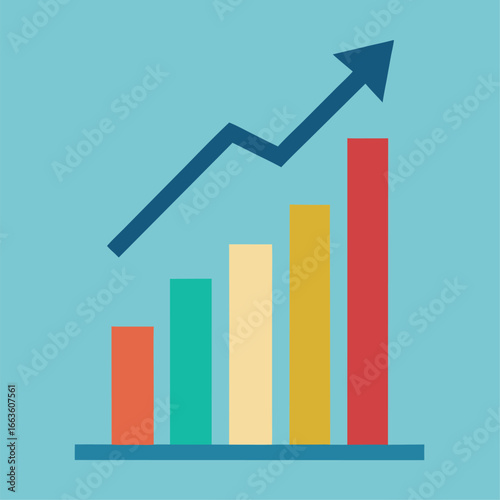 A vibrant graph representing financial growth with a upward arrow