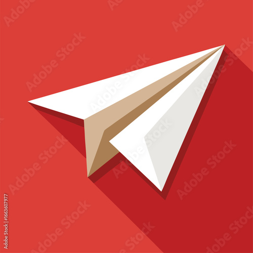 Free Download A paper airplane on a red background, symbolizing freedom, travel, and communication. The airplane casts a shadow, giving it a three-dimensional effect. - GFXLoad