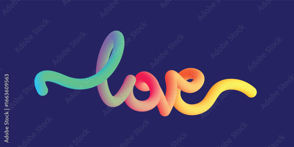 Fototapeta premium Abstract Colorful 3D Gradient Typography of Word LOVE