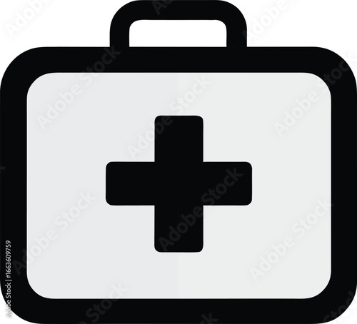 A minimalistic first aid kit icon, perfect for healthcare or safety-related designs. This iconic symbol of assistance and protection conveys essential messages about health and well-being.