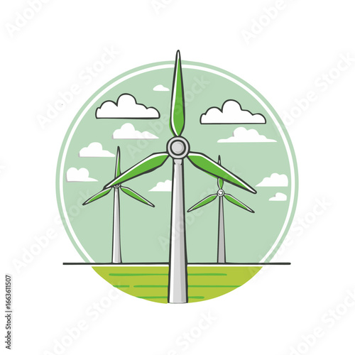 Wind turbine green energy icon for renewable energy for sustainability life