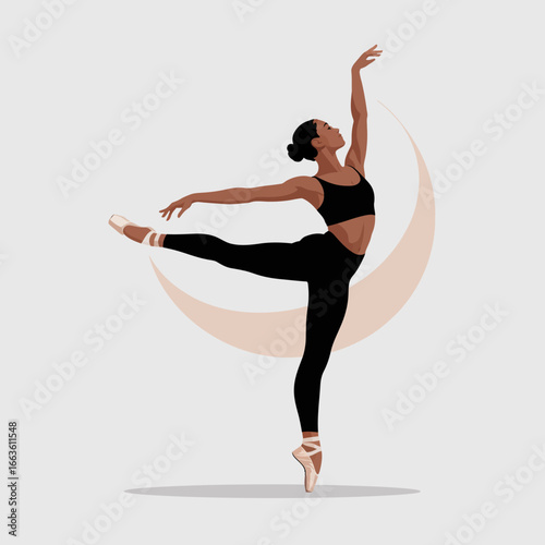 A stunning ballet dancer captures elegance and grace in a beautiful pose, showcasing athleticism and the artistry of dance, set against a minimalistic background.