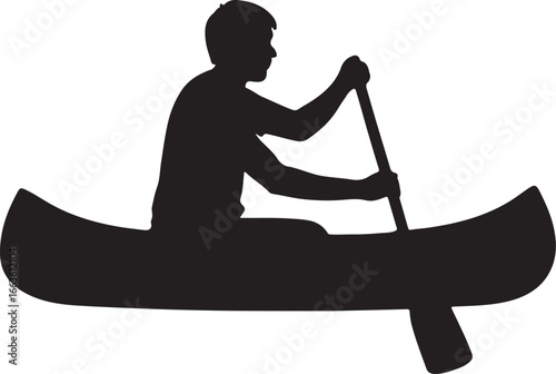 Silhouette of a person paddling a canoe boat