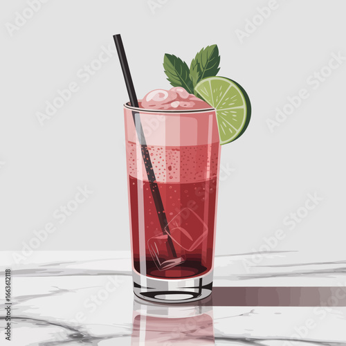 This refreshing beverage, presented in a stylish glass with lime, embodies vibrancy and enjoyment, perfect for summer gatherings and appealing to those seeking creative drink inspirations.