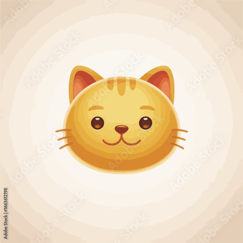 This adorable illustration showcases a cute cat face with a friendly expression, inviting warmth and affection, perfect for animal lovers and pet-related themes.
